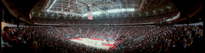 First basketball game at UNLV Thomas &amp; Mack Center, Las Vegas, Nevada: panoramic photograph