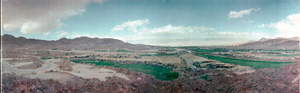 Golf tournament with Tom Watson, Paul Azinger, Fred Couples, Payne Stewart at Bighorn Country Club, Palm Desert, California: panoramic photograph