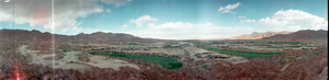 Golf tournament with Tom Watson, Paul Azinger, Fred Couples, Payne Stewart at Bighorn Country Club, Palm Desert, California: panoramic photograph
