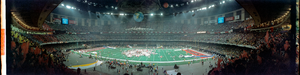 Super Bowl XX: Chicago Bears vs. New England Patriots, New Orleans, Louisiana: panoramic photograph