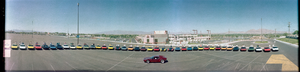 3rd Annual Pantera Car Club rally at Cashman Field, Las Vegas, Nevada: panoramic photograph