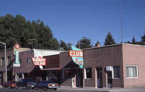 Ely Hotel flag mount sign, Gregg's Club flag mount sign, and Rio Club flag mount sign in Ely, Nevada: photographic print