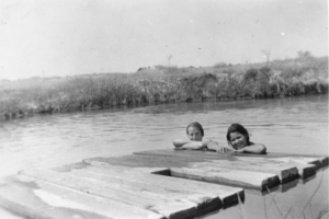 Unidentified children swimming in the pool at Crystal Springs, Ash Meadows, Nevada: photographic print