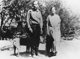 Parents of David Walker "Deke" Lowe, Jr., David Walker and Frances Columbus Kinkaid Lowe, Tecopa, California: black-and-white photographs