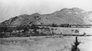 Blacktopping activities on the highway at the north end of Beatty: photographic print