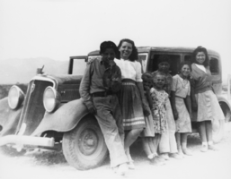 Automobile used a school bus in Pahrump: photographic print