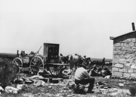 Dad Lorigan's cook wagon on a round-up at Crow's Nest, up Railroad Valley from Twin Springs, Nevada: photographic print