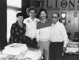 Albert Bradshaw, far right, on his 70th birthday, Tonopah, Nevada: photographic print