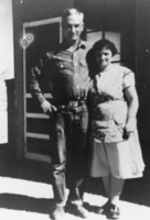 Madison and Charlene Locke in front of the restaurant at the Locke Ranch, Railroad Valley: photographic print