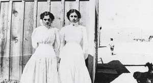 Lillian Yeager (Berg) prior to her marriage, pictured with friend Audrey: photographic print