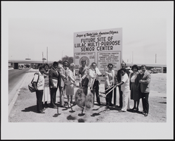 LULAC Council #11081 members and elected officials at the site of the future LULAC Multi-Purpose Bilingual Senior Center: black-and-white photographs
