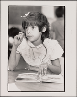 Cynthia Leyva, age 7, attending school in Clark County, Nevada: black-and-white photographs