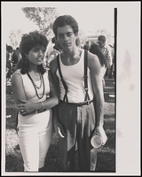 Lupe Nunez and Saul Arebas at a Mexican Independence Day celebration at Lion's Park: black-and-white photographs