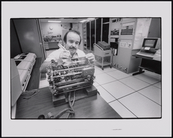 Reuben Sanchez, Jr., working as an Electronics Technician for the Federal Aviation Administration at McCarran International Airport in Las Vegas, Nevada: black-and-white photographs
