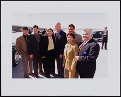 Tom Rodriguez, Brian Ayala, Eva Melendrez, President Bill Clinton, Mario Rocha, Margarita Rebollal, and John Mendina: color photographs