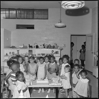 Set of photographs including Allayson's birthday party, Doolittle playroom, Lula Wyatt, and Sharon White 1967