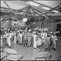 Set of photographs including hoola hoops winners, Halloween party at Doolittle, Elder and Sis Hall, Winfrey's class at Matt Kelley, basketball tournament winners, Thomas' open house party, and Mingard football team