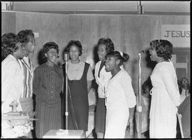 Set of photographs including a dog, Milfonette Singers, and Upperettes Music