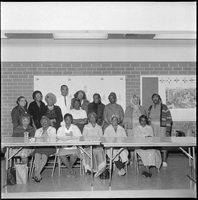 Set of photographs including Brinda McKinney, Kappa's Guide-Right Program at Holiday Inn, Boy's Club camping trip, A.M. and N. Choir Visit, and a sewing class and birthday party at Doolitte