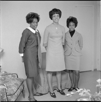Set of photographs including Gloria Brown's dance class, Jay's Cleaners advertisements, Queen Beauty Salon employees, students from Valley Ball attendants, and bartender at Tex's Pit for Chaney's campaign