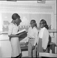 Set of photographs including a wedding reception, Rosee and Lee Sykes, Earl Cage Salon, Westside School, and teacher's party at Highland School