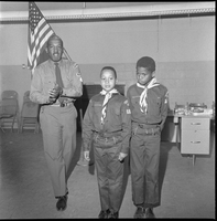 Set of photographs including Kit Carson's Cub Scout program, Town Tavern Personnel, Ernest Harris' baby, Wanda Scaler, Betty Jewelers, and Artist of Tomorrow
