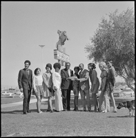 Set of photographs including group of people outside Hacienda hotel