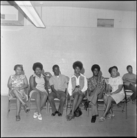 Set of photographs including Hunger strike, Mrs. Sanders at Doolittle, Earl Swift (NAACP), NAACP Open House, Delta Sponsored youth, Labor Day Party at Cove