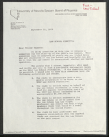 Letter to Board of Regents proposing University of Nevada, Las Vegas law school committee