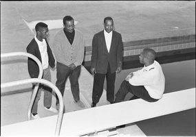 Set of photographs including swimming team at Doolittle, Freddie Ray, and Mr. Keller: image 001