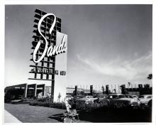 Woman drawing at Sands Hotel, mid-1950s