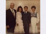 Susan and Irwin Molasky on their wedding day June 30, 1973 with friends Billy (left) and Jean (right) Weinberger