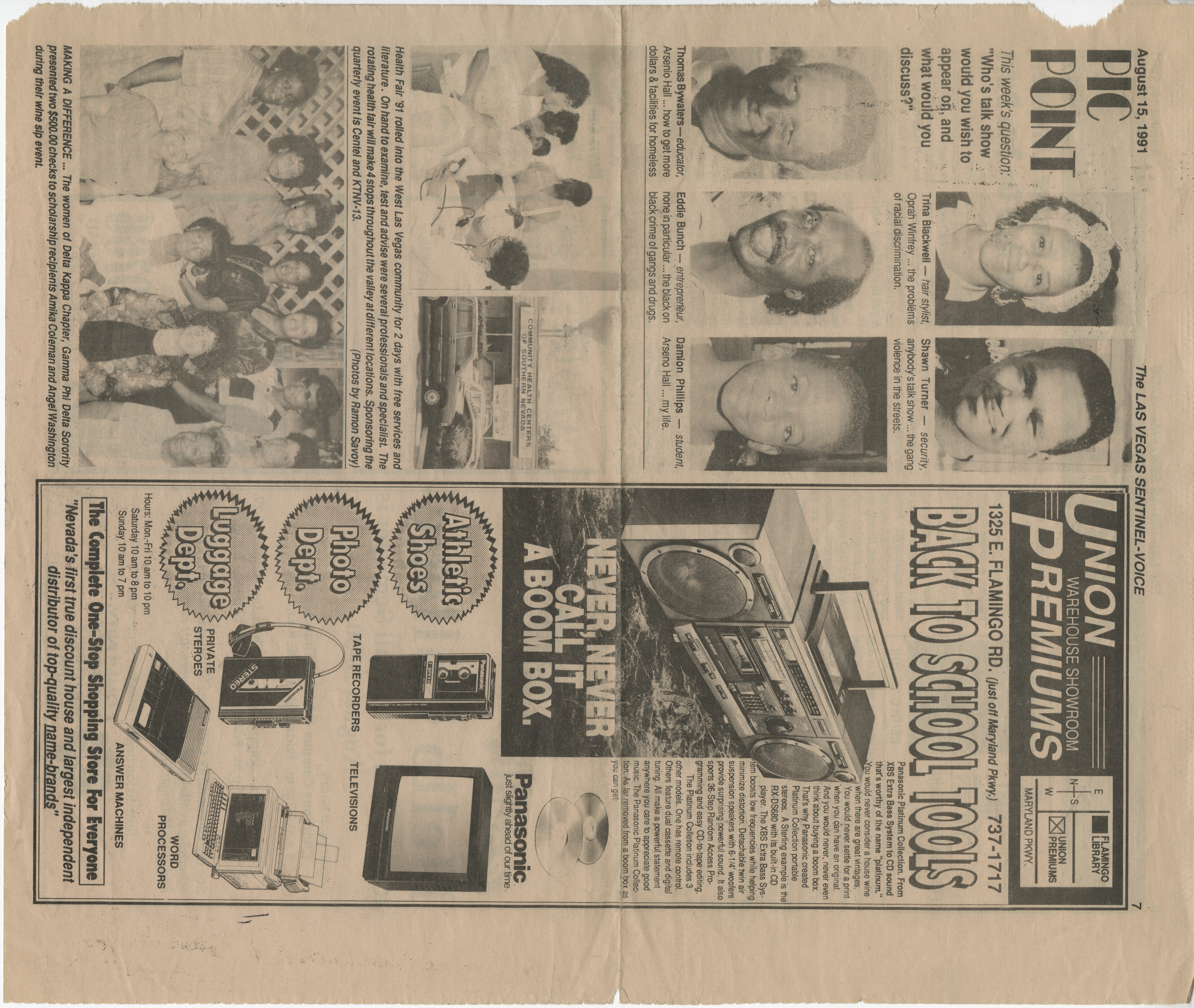 Newspaper clipping, Making a Difference, Las Vegas Sentinel-Voice, August 15, 1991