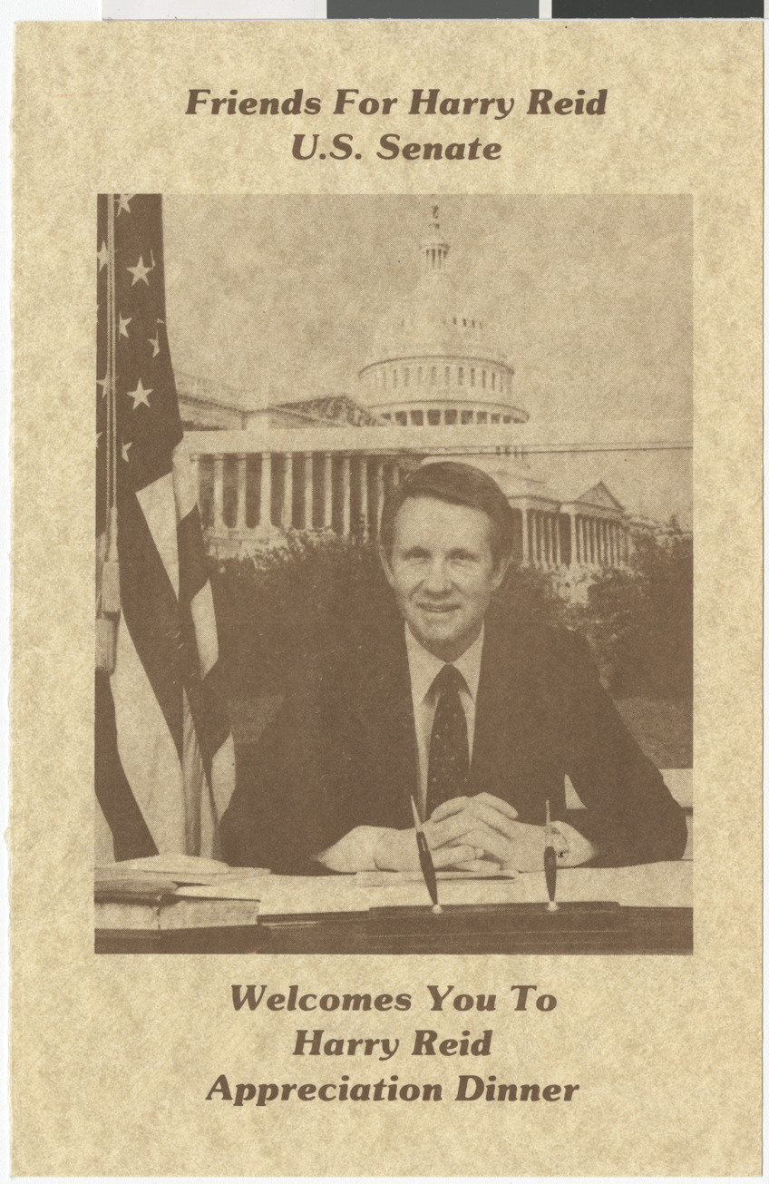 Partial program from the 'Friends for Harry Reid U.S. Senate' Harry Reid Appreciation Dinner, no date
