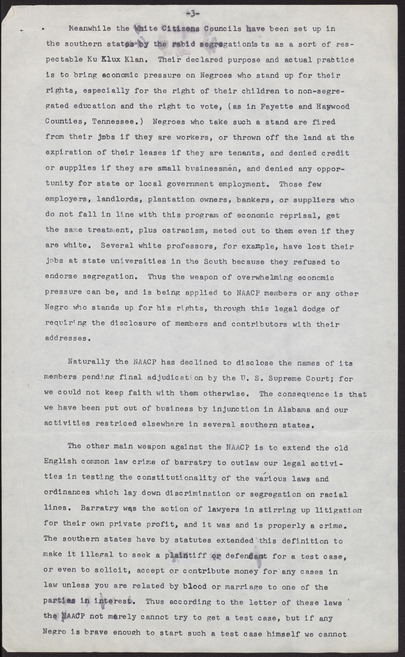 Speakers' notes: The NAACP and the Fight for Desegregation, page 3