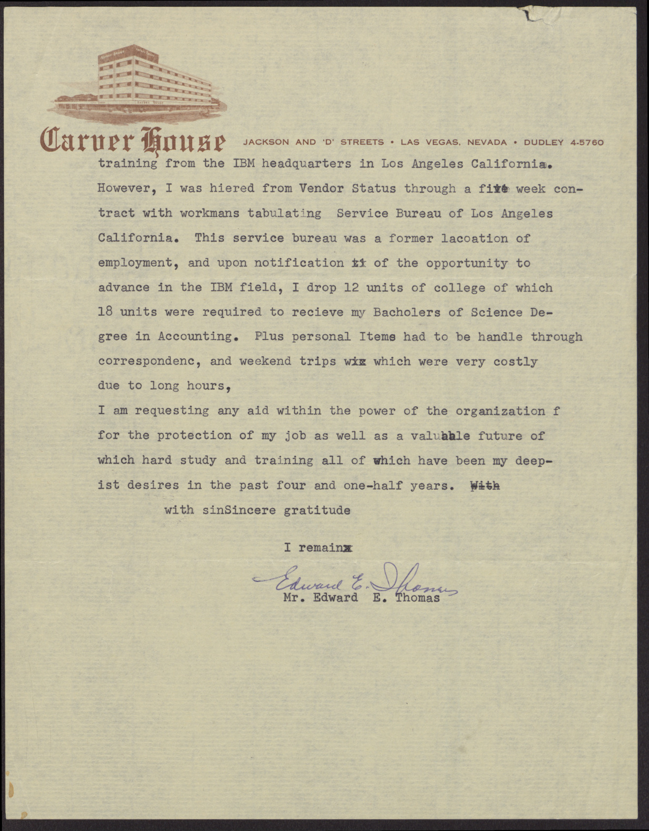 Letter from Edward E. Thomas to Donald Clark (2 pages), January, 3, 1962, page 2