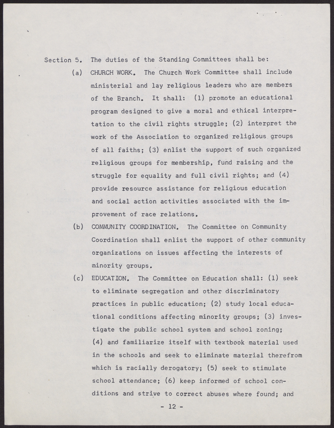 Amended Constitution and By-laws for branches of the NAACP (36 pages), no date, page 12