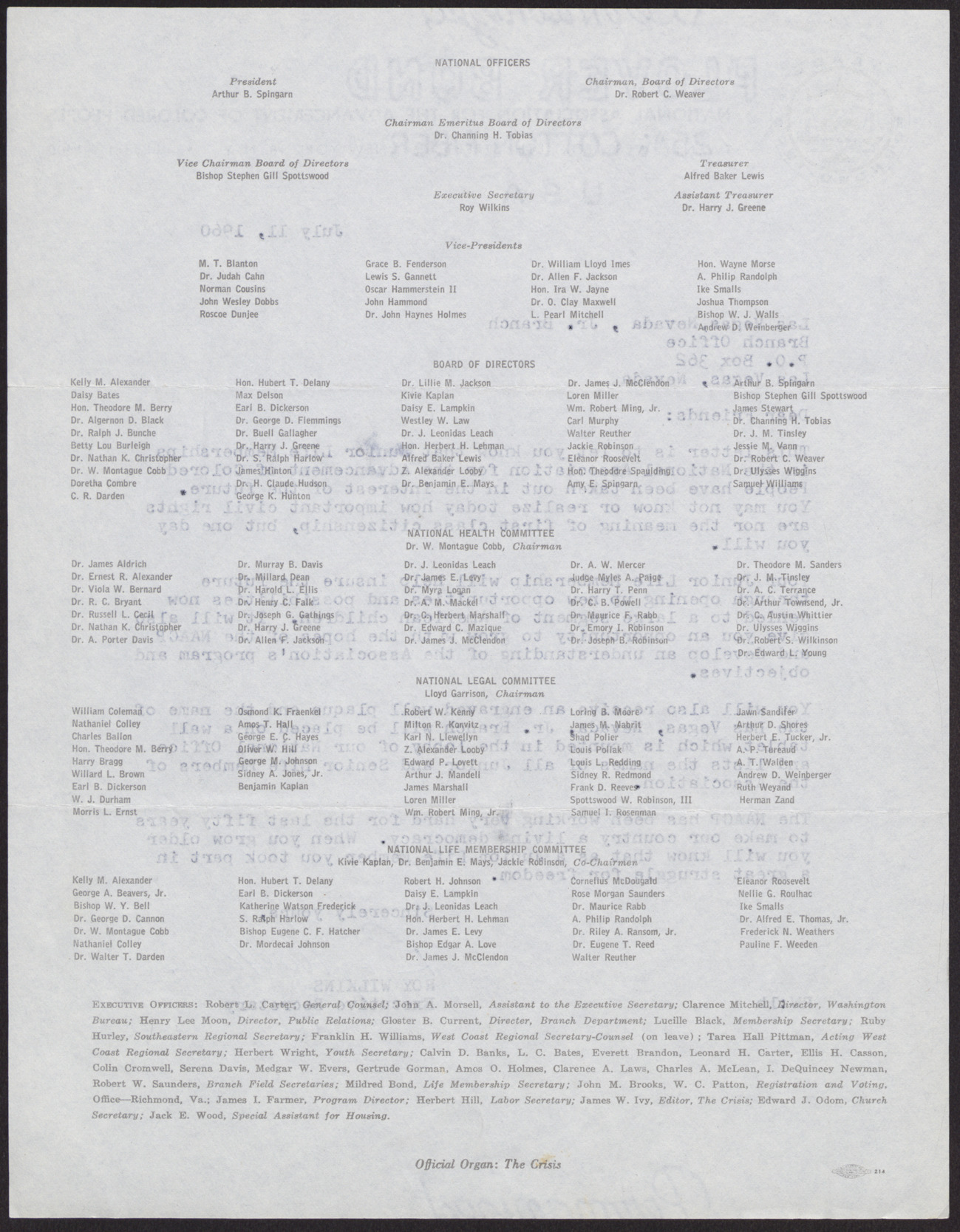 Letter regarding NAACP Junior Life Memberships from Roy Wilkins, July 11, 1960, page 2