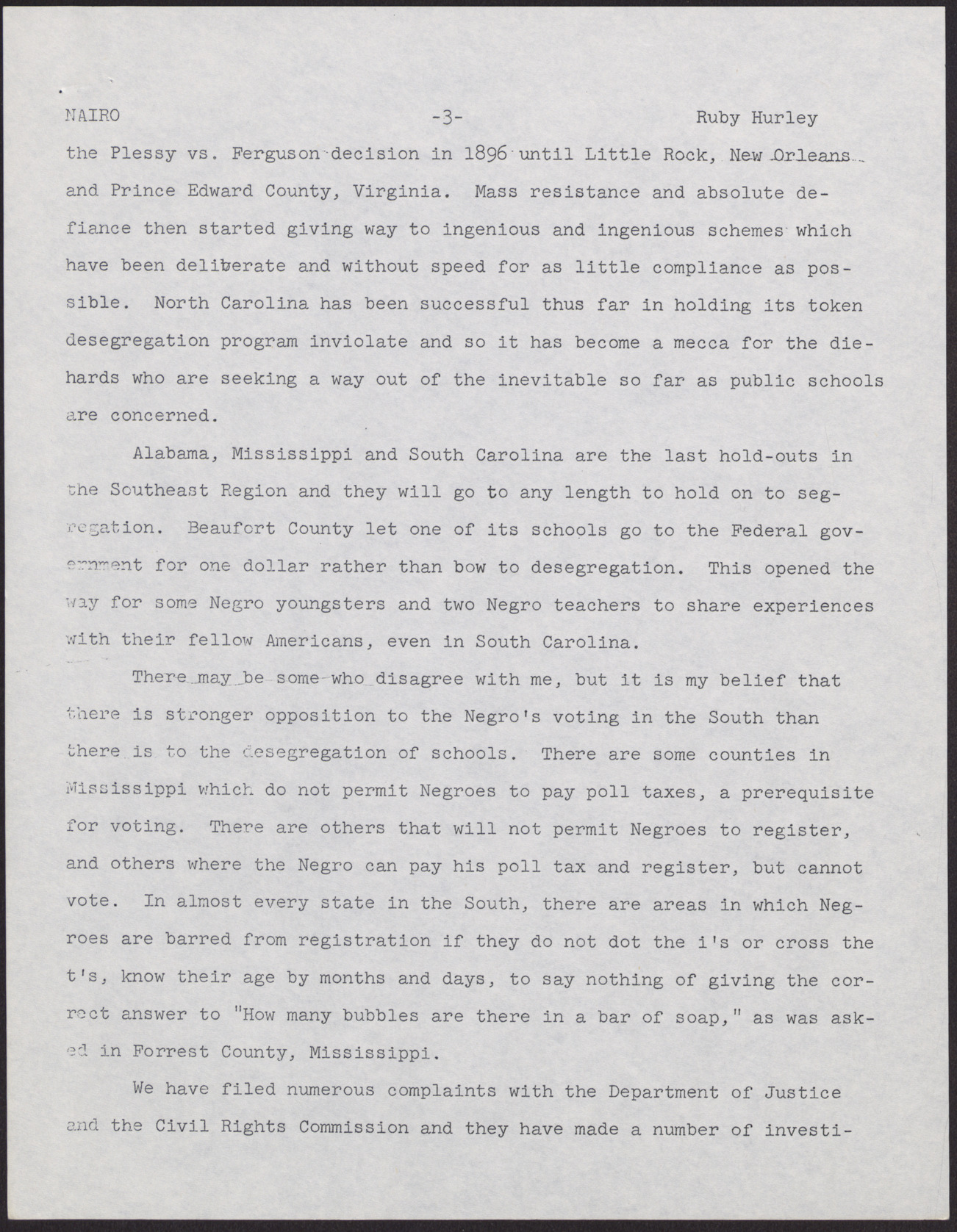 Paper for NAIRO Conference (7 pages), November 10, 1961, page 3