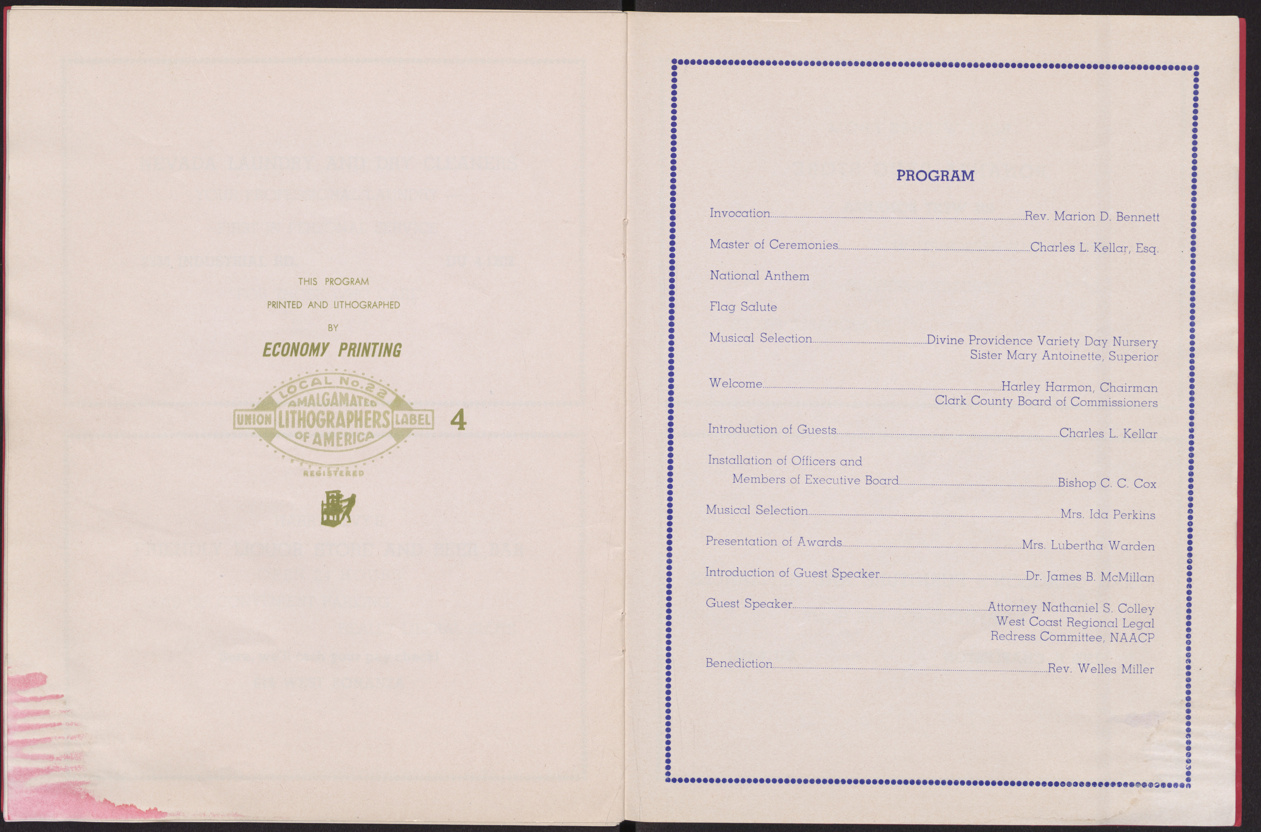 Program for the Freedom Banquet honoring Helen Lamb Crozier (36 pages), Friday February 24, 1961, page 32-33