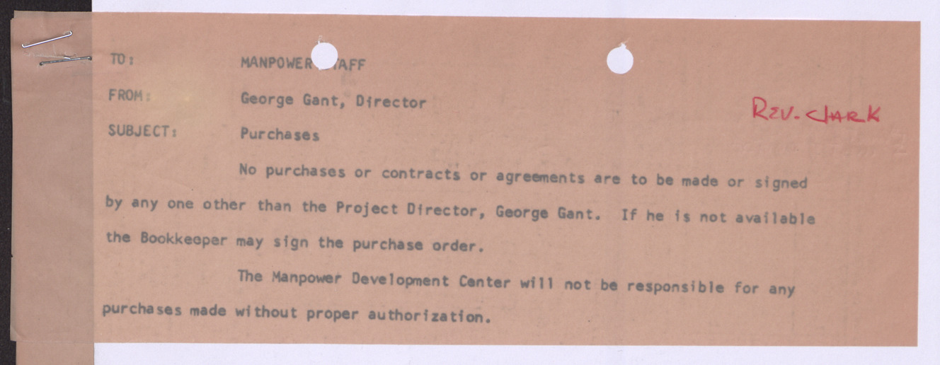Financial guidelines approved by George Gant (4 pages), no date