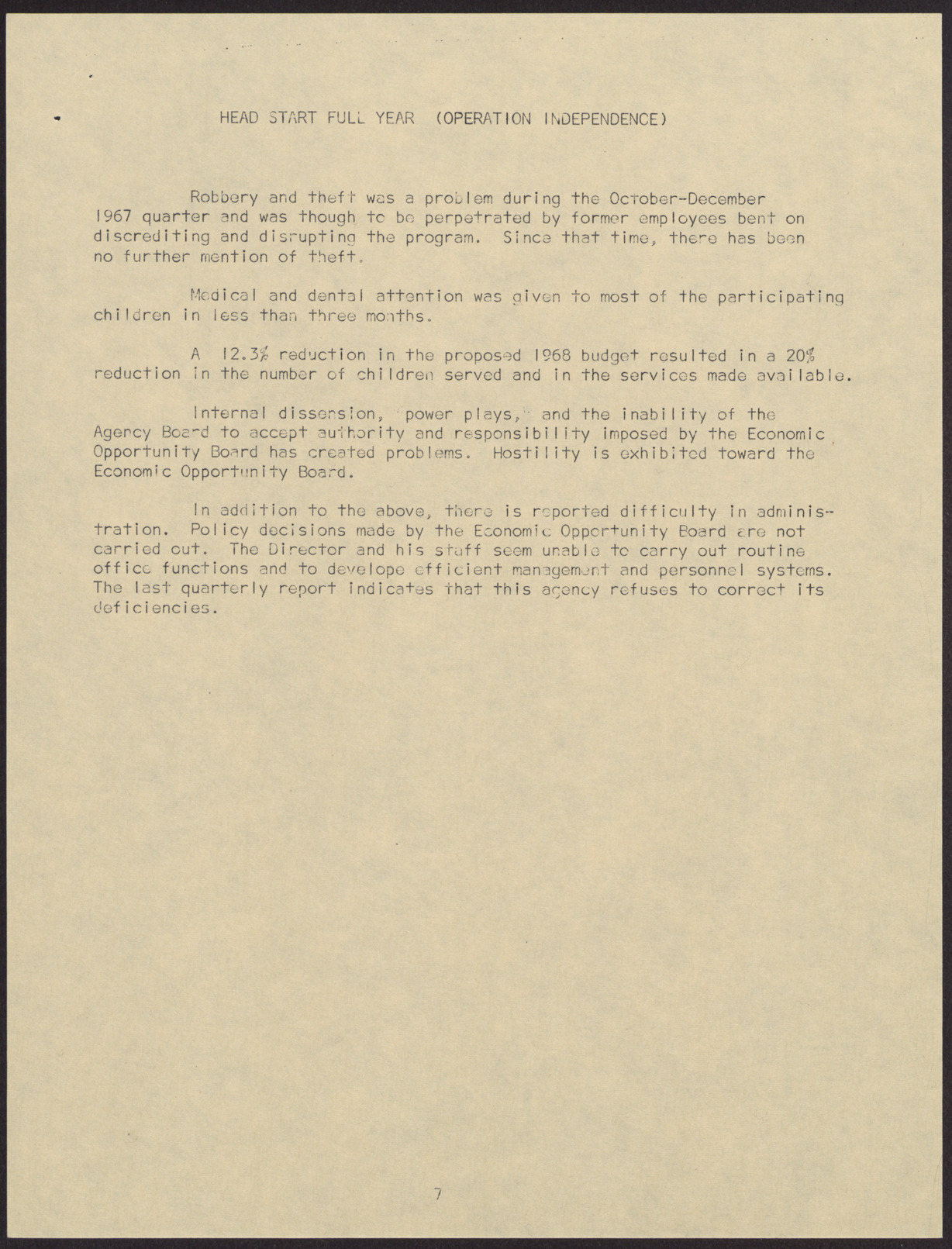 Evaluation Committee Report regarding various programs related to the Economic Opportunity Board (14 pages), no date, page 8