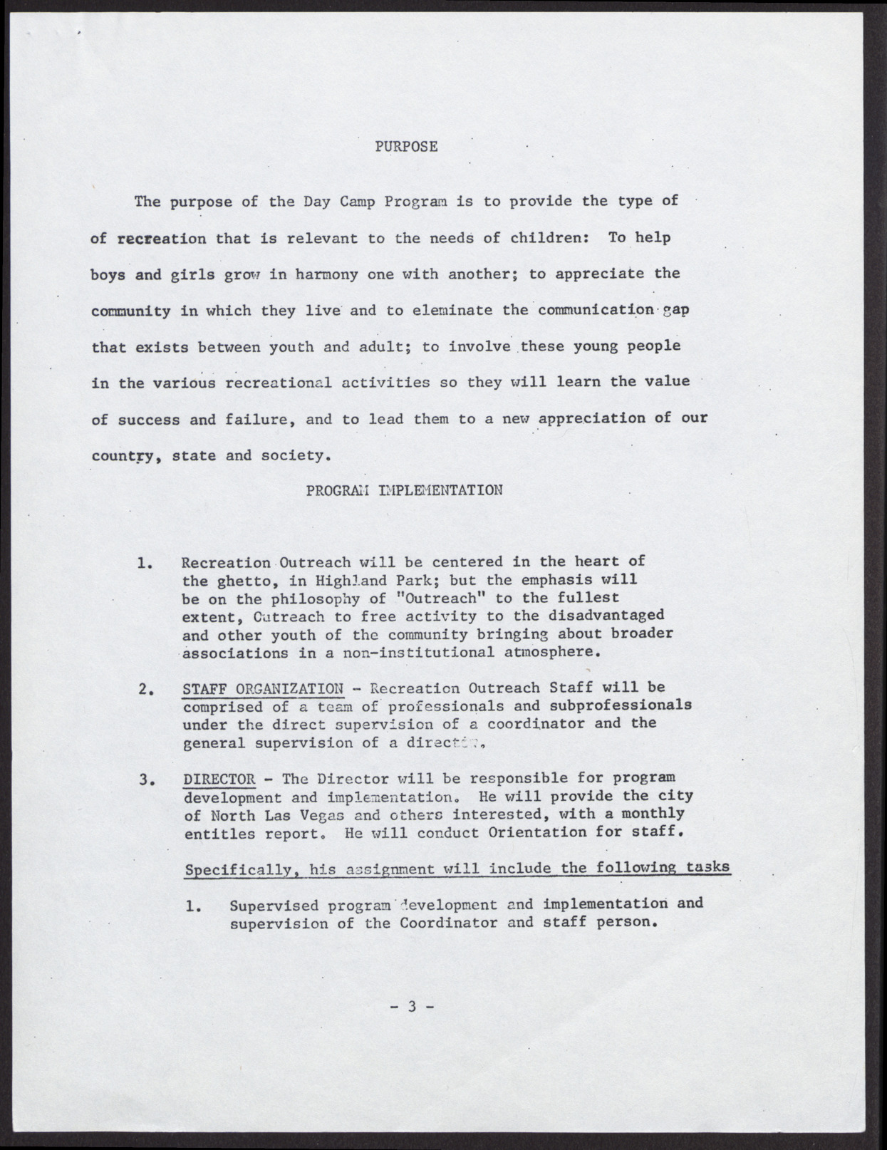 Recreation Outreach day camp program outline (6 pages), no date, page 3