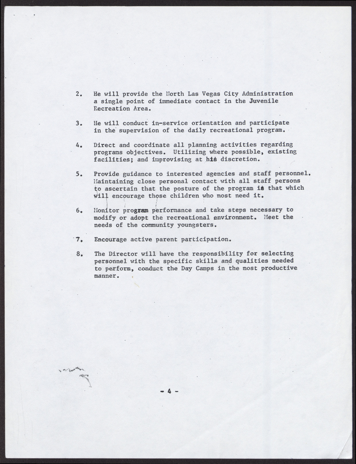 Recreation Outreach day camp program outline (6 pages), no date, page 4