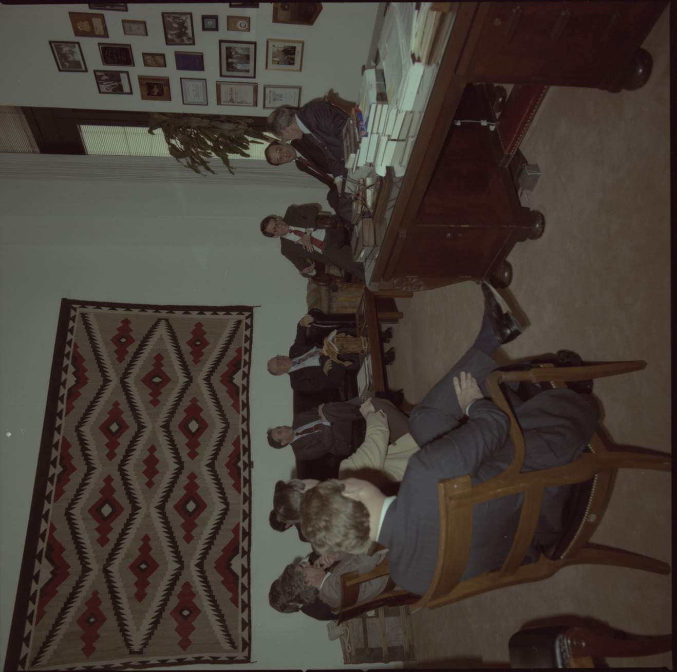 Film negatives of a meeting in the office of Senator Chic Hecht, March 22, 1988