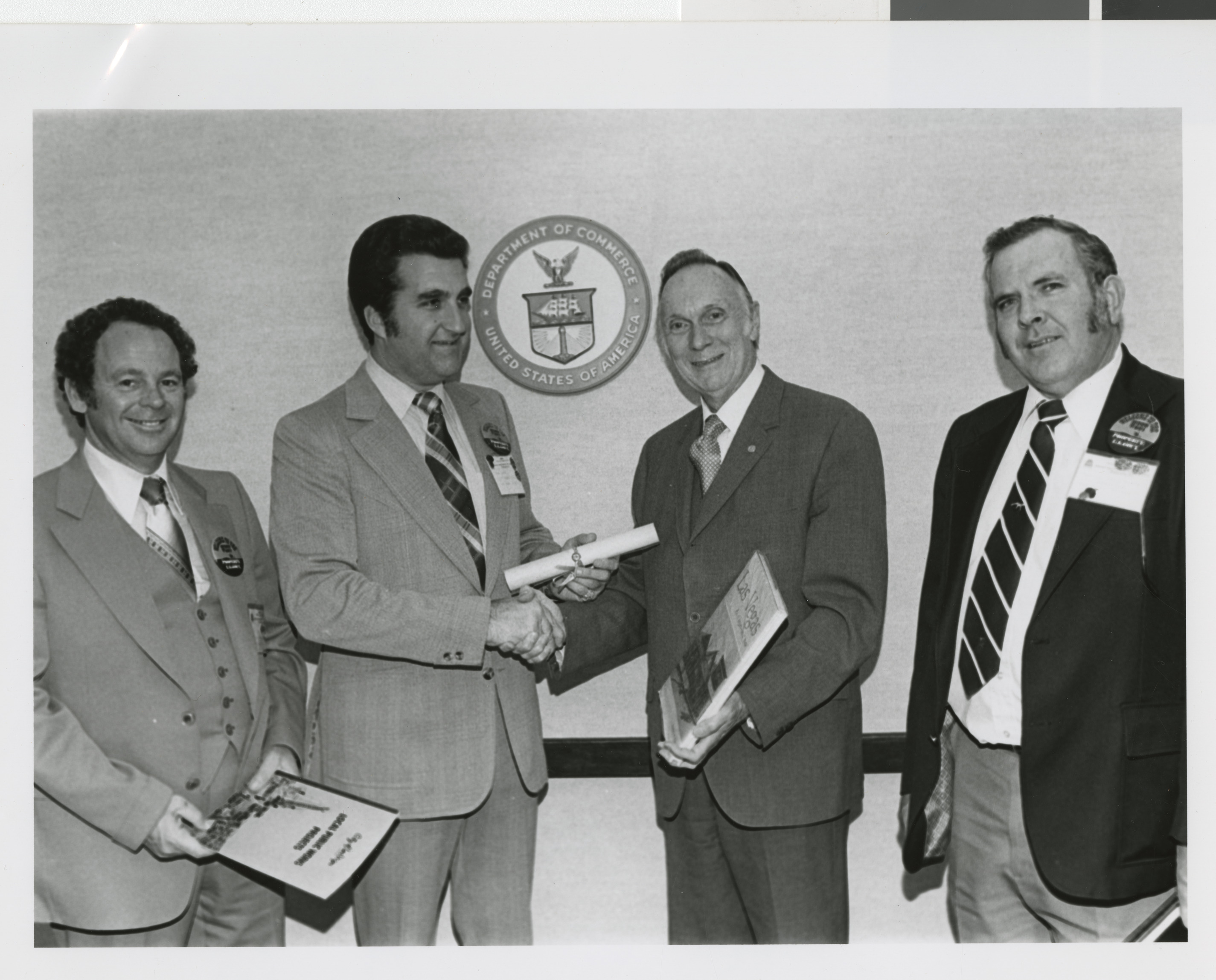 Photograph of Ron Lurie with Richard Blue and others, circa 1978
