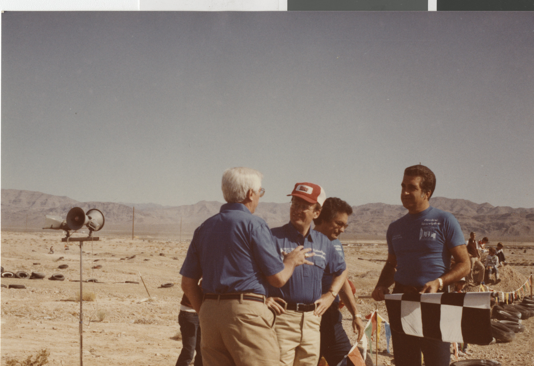 Photograph of Ron Lurie at at the Superbikers Grand Prix, Speedrome, Las Vegas, Nev., June 6, 1982
