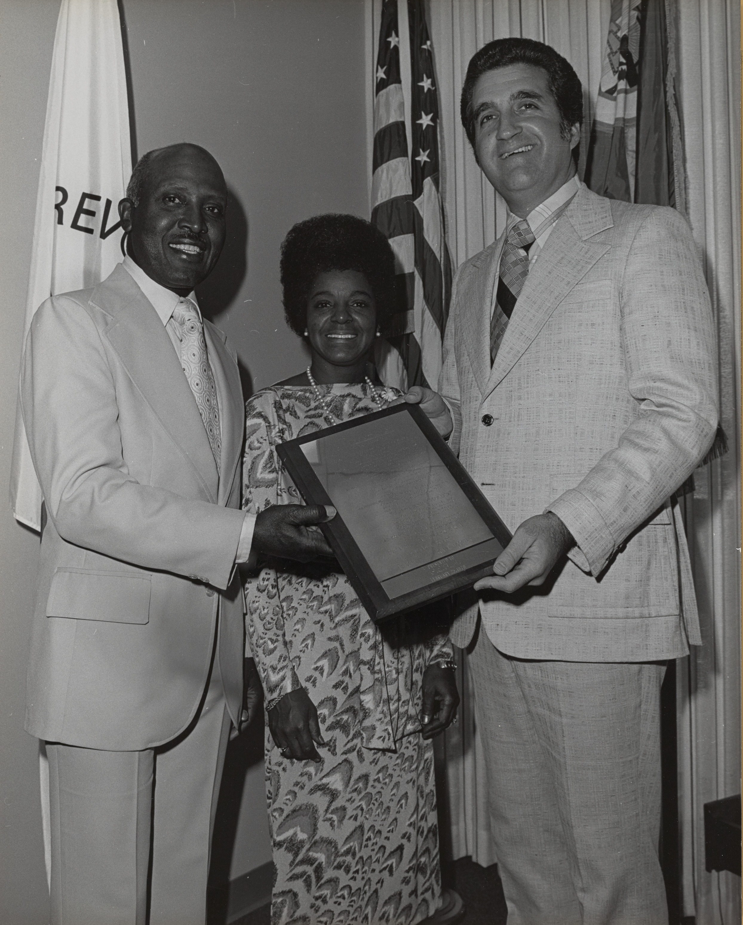 Photograph of Ron Lurie with Woodrow Wilson and unidentified woman