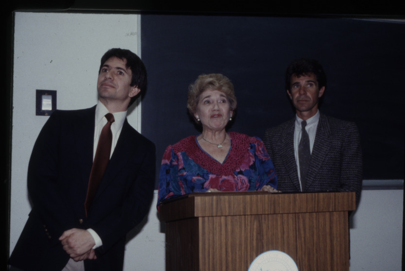 Transparency slide of the dedication of the Lloyd Katz Honors Lounge at UNLV Library