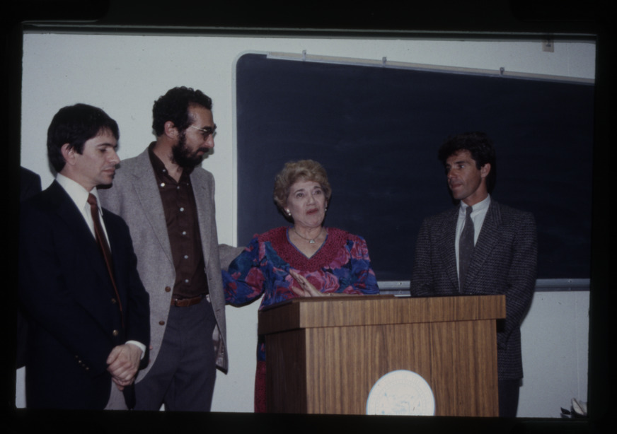Transparency slide of the dedication of the Lloyd Katz Honors Lounge at UNLV Library